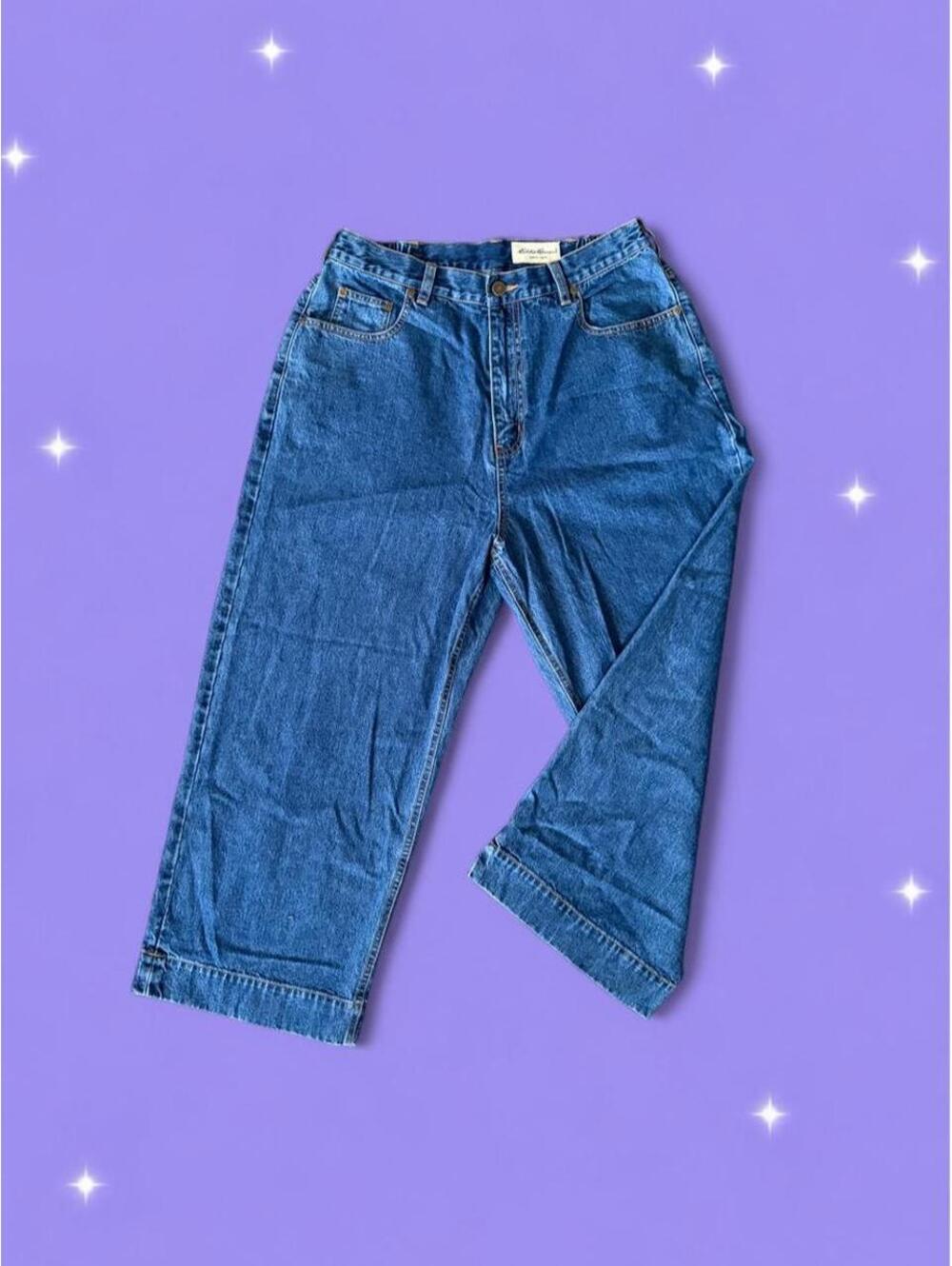 Vintage 90s Eddie Bauer Wide Leg Cotton Cropped Jeans size 14W